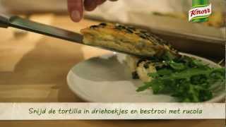 Plaattortilla met paddenstoelen olijven en feta  Knorr [upl. by Yrrol]