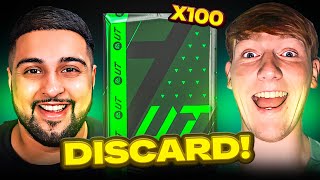 100 FC24 PACKS BUT THE LOSER DISCARDS THEM ALL Ft angryginge13 [upl. by Selimah]