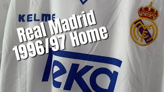 KitMMcom Unpacking Real Madrid 199697 Home Shirt  Raul 7 Nameset Vintage Football Jersey dhgate [upl. by Issim123]