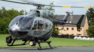 Polizei Thüringen  Landung und Start Habicht 2  DHTHD EC145  Rennstrecke Schleizer Dreieck [upl. by Ahsyekat]