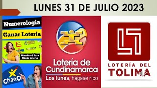 Resultados Lotería de CUNDINAMARCA y TOLIMA Lunes 31 de Julio de 2023  PREMIO MAYOR [upl. by Hteik]