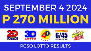 Lotto Result Today 9pm September 4 2024  PCSO Complete [upl. by Neram580]