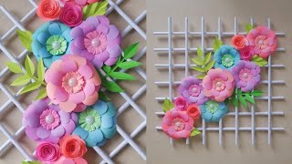 Rose paper craft wall hanging  paper flower wall decor  diy room decor  diy home decoration ideas [upl. by Nylaras]