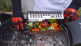 BBQ Dragons Rolling Grill Basket HeavyDuty Steel Veggie Basket Just Roll to Flip Food [upl. by Aynuat997]