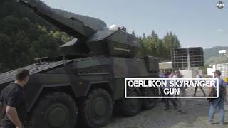 Rheinmetall Oerlikon Skyranger Boxer Twin gun 35mm GDF009 live firing  Air Defence Days 2018 [upl. by Arbua]