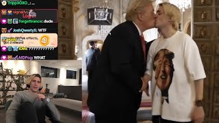 xQc Shocked by AI of Himself Kissing Donald Trump [upl. by Neerroc]