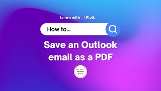 How to save an Outlook email as a PDF [upl. by Auahsoj]