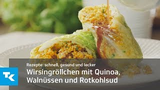 Wirsingröllchen mit Quinoa Walnüssen und Rotkohlsud [upl. by Vyner849]