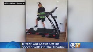 11YearOld Shows Off Soccer Skills On Treadmill [upl. by Branham]