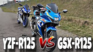 YAMAHA YZFR125 vs Suzuki GSXR 125 DRAG RACE [upl. by Nura]