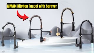 AIMADI Kitchen Faucet with Sprayer  Modern Single Handle Pull Down Sprayer [upl. by Zabrine630]