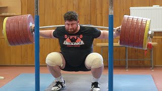 Lasha Talakhadze  Olympic Weightlifting Training Heavy squats clean and jerk [upl. by Wilterdink]