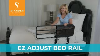 Stander EZ Adjust Bed Rail  Adjustable Adult Safety Railing Swing Down Guard Rail with Pouch [upl. by Aizek]