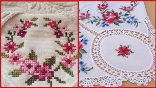 Awesome Cross Stitch Hand Embroidery Designs Patterns For Table CoverBedsheet [upl. by Eclud]