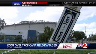 Tropicana Fields roof blown off during Hurricane Milton [upl. by Eulaliah320]