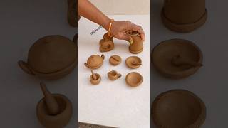 Making a beautiful mini cookware set with clay village style 😱 shorts youtubeshorts [upl. by Leunas]