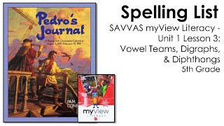 SAVVAS MyView Literacy  Unit 1 Lesson 3  Spelling  5th Grade [upl. by Stefanie491]