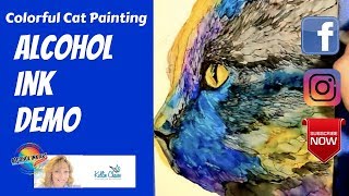 Alcohol Ink Cat Painting on Yupo Paper  Time Lapse Demo [upl. by Ylreveb]