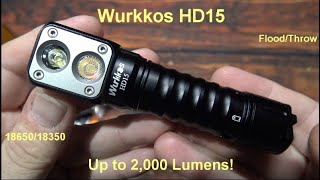 Wurkkos HD15 Headlamp Angle Flashlight Kit Review Samsung LH351D Lumunis SST20 2000 Lumens [upl. by Aday]