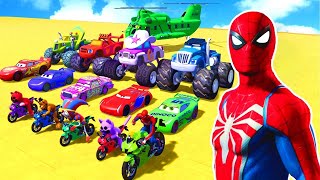 Colors for Children Spiderman Cartoon w Bikes amp Small Cars  Learn Colors Nursery Rhymes for Kids [upl. by Oringas]