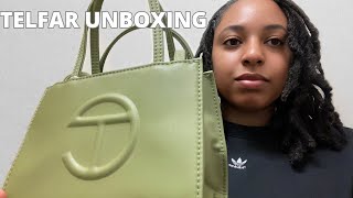 TELFAR UNBOXING  SMALL DRAB SHOPPING BAG REVIEW [upl. by Ellissa]