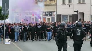 Letztes Heimspiel gegen Werder Bremen Fanmarsch der FCEAnhänger durch Aue [upl. by Akehs116]