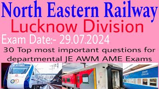 NER Lucknow Division Departmental JE exam explain vedeo for LDCE Departmental JE AWM AME exams [upl. by Hasseman]