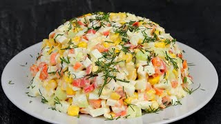 БЫСТРЫЙ Салат с Крабовыми Палочками quotКлассическийquot  Вкусный Салат с крабовыми палочками на СТОЛ [upl. by Airotahs323]