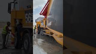 56 meter concrete pump cleaning construction concreteconstruction concretepump [upl. by Ramah]