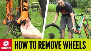 How To Remove And Replace Your Mountain Bike Wheels  MTB Maintenance [upl. by Hnahc918]