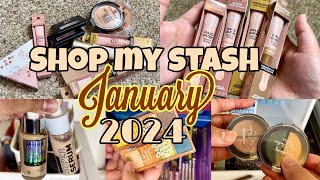 SHOP MY JANUARY MAKEUP BIN  SHOP MY MAKEUP STASH 2024 [upl. by Eixor]