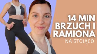 14 MIN TRENING PŁASKI BRZUCH I SMUKŁE RAMIONA  NA STOJĄCO Z HANTLAMI [upl. by Alaaj]