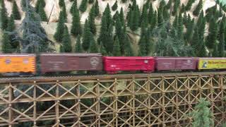 Great Northern Railway NH EP 5 electrics 37 car freight at Chumstick canyon trestle [upl. by Kiyoshi]