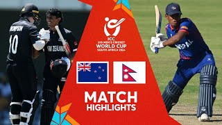 New Zealand v Nepal  Match Highlights  U19 CWC 2024 [upl. by Yggep]