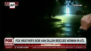 A TV reporter was doing a live hurricane report when he rescued a woman from a submerged car [upl. by Mccormac752]