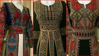 Most Beautiful Thobe Colorful Traditional Palestinian Cross Stitch EmbroideryPlastenian Fashion [upl. by Garcon]