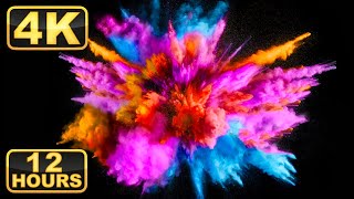 Colorful Powder Explosions 12 Hours 4K Screensaver with Relaxing Music for Meditation [upl. by Mallis]