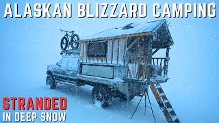 Riding Out an Epic 50mph Alaskan Blizzard in my Cozy Homemade Truck Camper  Stranded in Deep Snow [upl. by Godric]