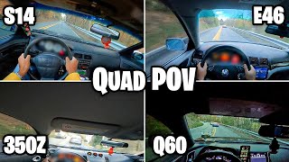 FIRST EVER QUAD POV DRIVE  My S14 vs my 350Z [upl. by Rozele157]