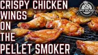 THE SECRET TO MAKING CRISPY CHICKEN WINGS ON PELLET SMOKER PIT BOSS PLATINUM LAREDO 1000 COOK [upl. by Eceeryt]