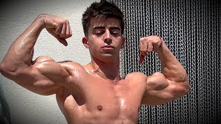 young bodybuilder showing his pumped muscle  flexing  muscle worship [upl. by Wachtel]