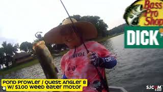 Quest Angler 8  Pontoon  Tiny Boat w a 100 Weed Eater Motor  Bass Fishing  Cavinti Laguna [upl. by Amlas]