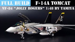 F14A TOMCAT VF84 quotJolly Rogersquot TAMIYA 148 scale model aircraft building [upl. by Kramal]