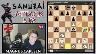 Carlsen Trolls His Opponent Using the Unconventional Samurai Opening 1h4 [upl. by Veradia]