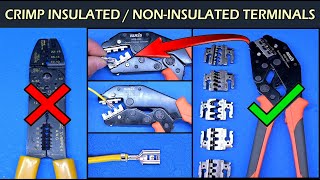 How To Crimp Insulated amp NonInsulated Crimp Terminals  IWISS Crimp Tool [upl. by Einafats]