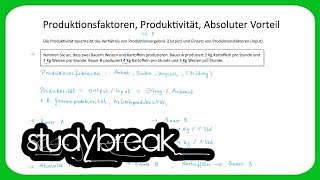 Produktionsfaktoren Produktivität Absoluter Vorteil  Volkswirtschaftslehre [upl. by Anirahc]