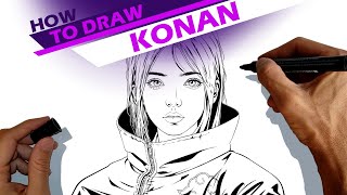 Konan from the Naruto Shippuden series  How to draw [upl. by Hamehseer]