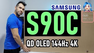 SAMSUNG S90C QD OLED UNBOXING Y REVIEW COMPLETA  Smart TV 4K HDMI 21 144Hz VRR HDR [upl. by Adahs232]