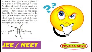 Ray optics A biconvex lens f1  20 cm is placed 5cm in front of a convex mirror f2  15 cm [upl. by Ytinav]