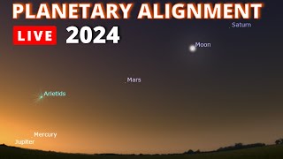 LIVE CAM Planetary Alignment and Herculids Meteor Shower 2024 [upl. by Riti]